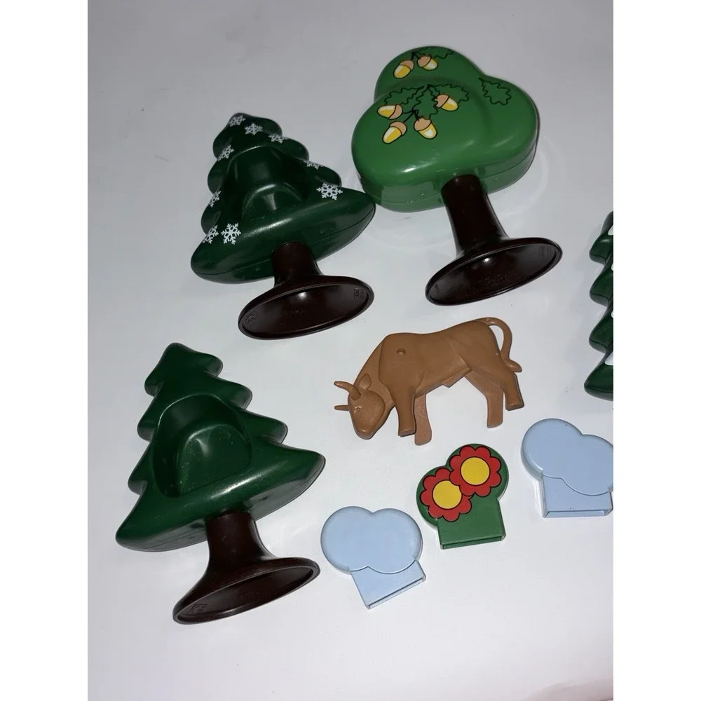 Playmobil 1.2.3 Trees Brown Bull Flower Patch And Two Clouds Lot